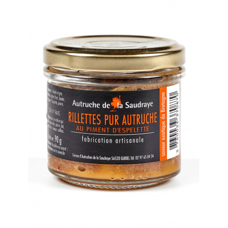 Rillettes pur autruche au piment d’Espelette artisanales