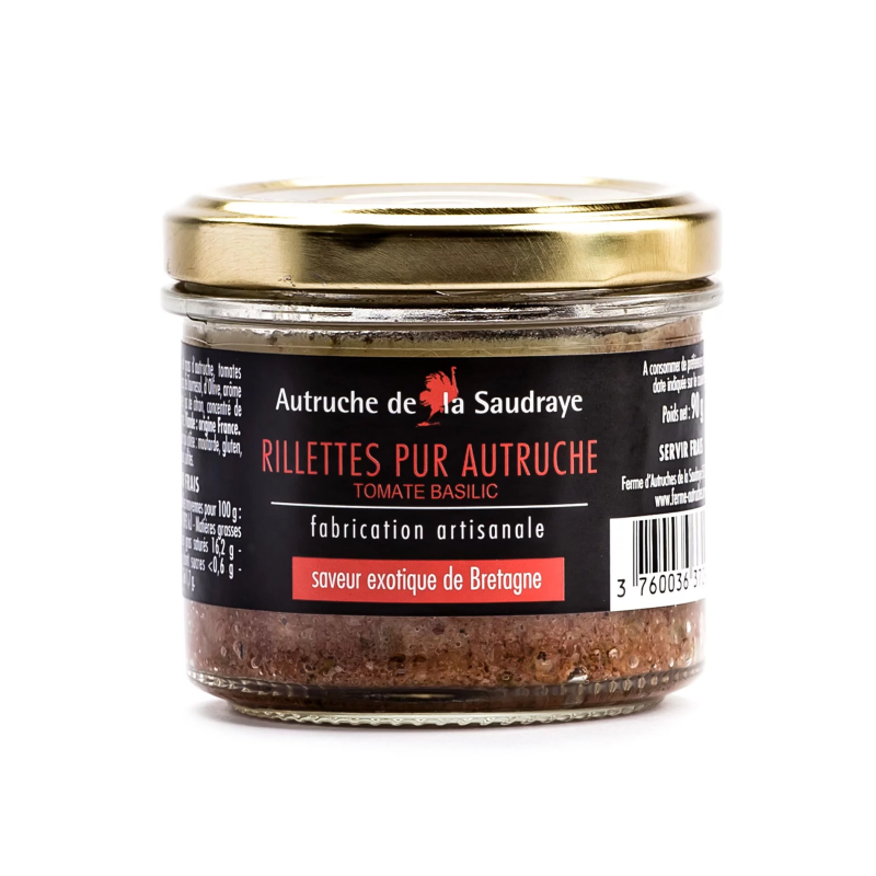 Rillettes pur autruche tomate basilic de la Saudraye